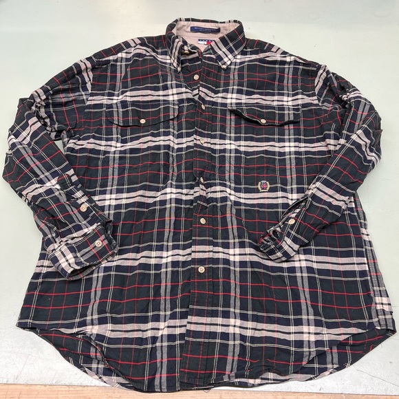 Tommy Hilfiger Other - Tommy Hilfiger Red/Blk/Navy Plaid Button-Down